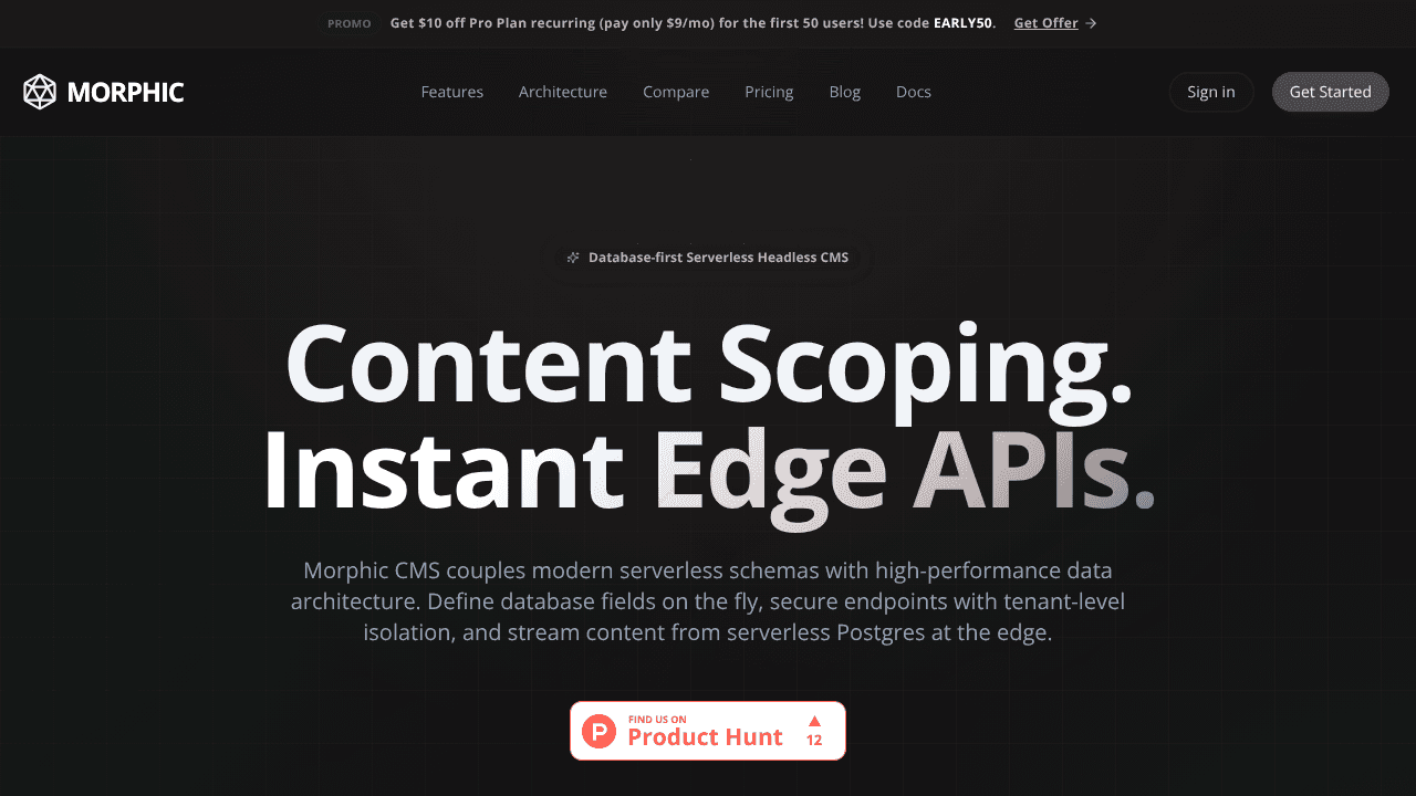 Morphic CMS website screenshot