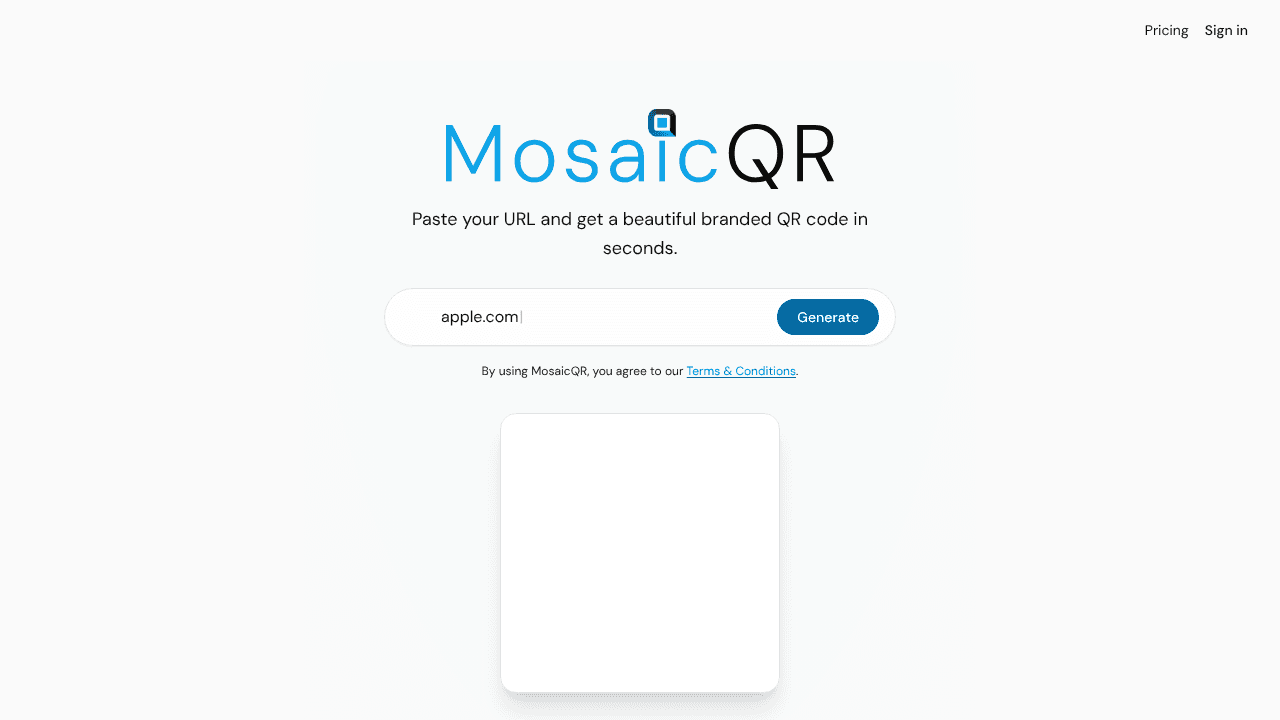 MosaicQR website screenshot