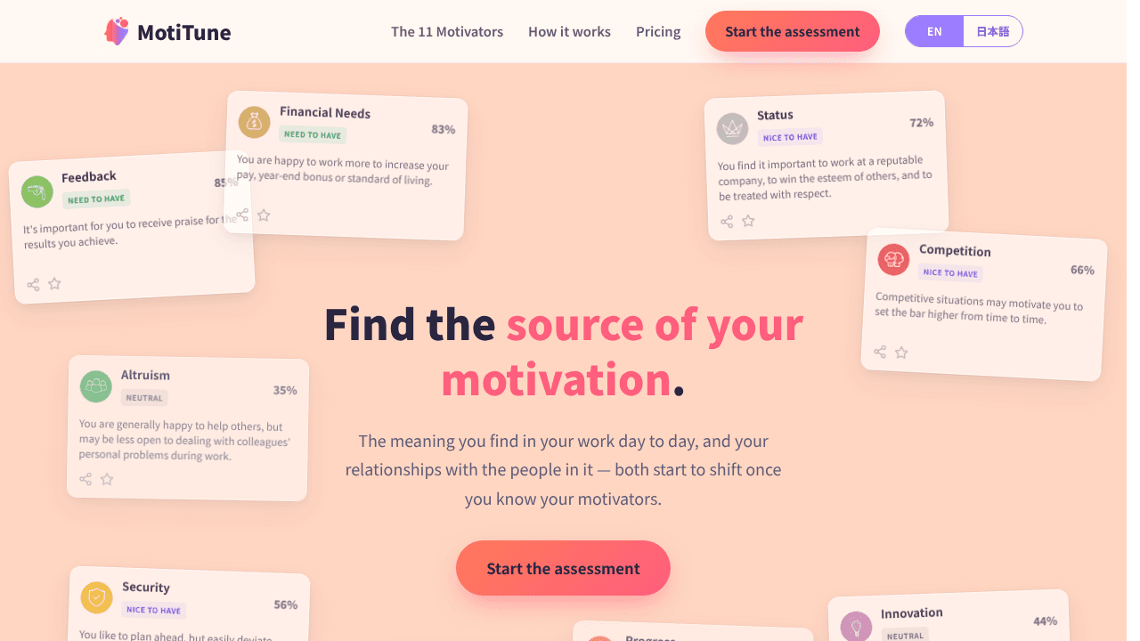 MotiTune website screenshot