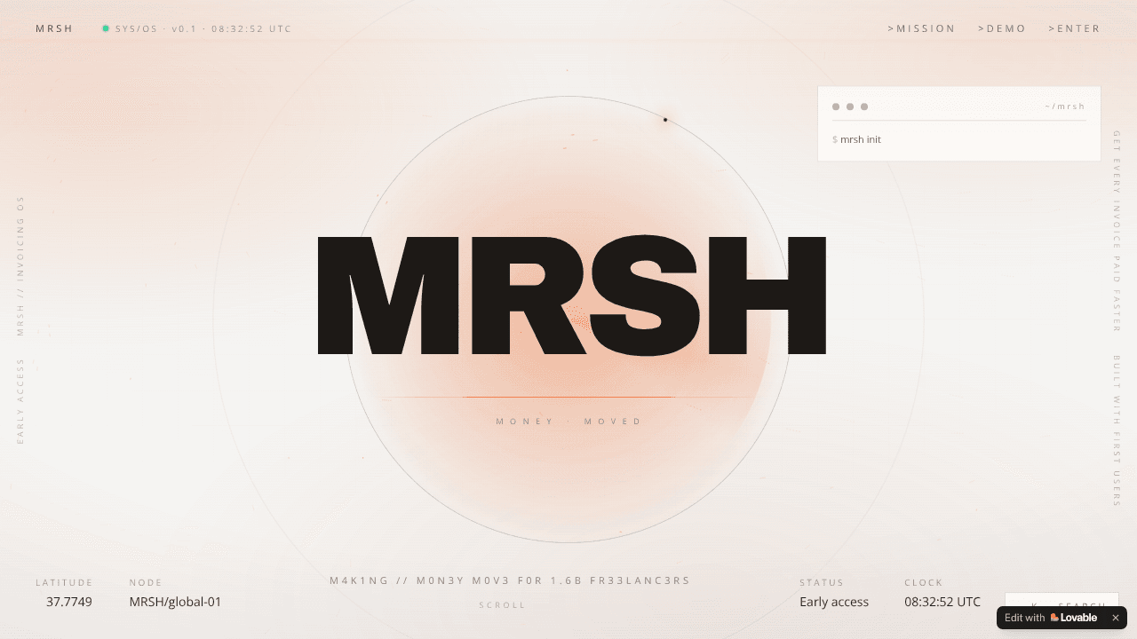 MRSH — Get Paid Faster website screenshot