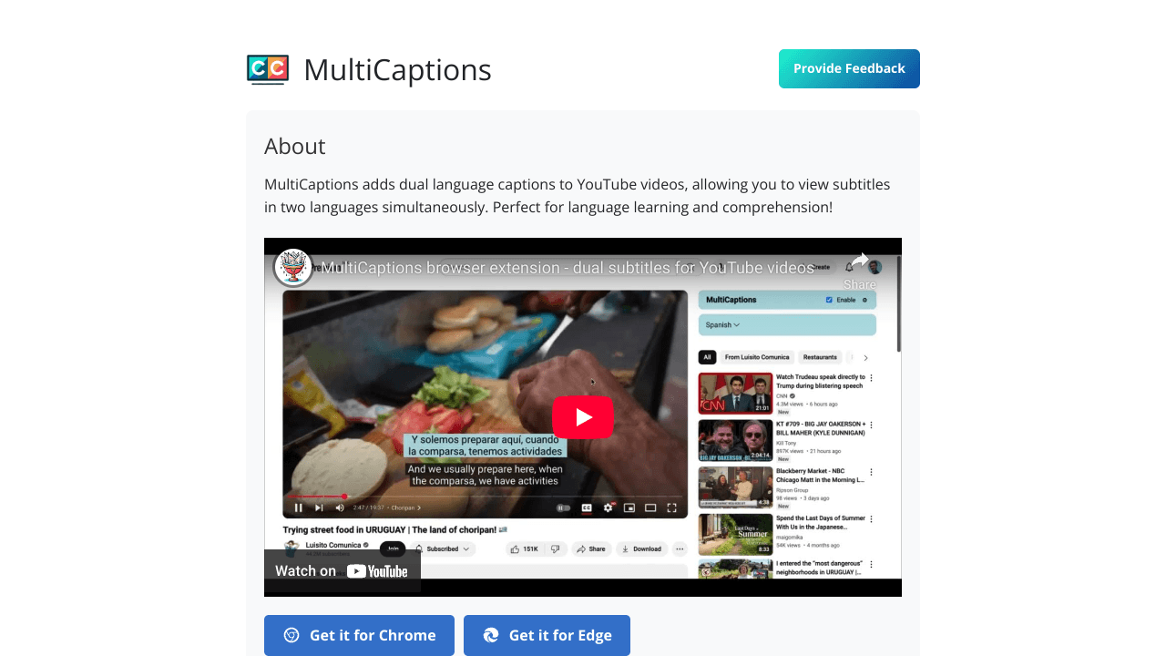 MultiCaptions - for YouTube