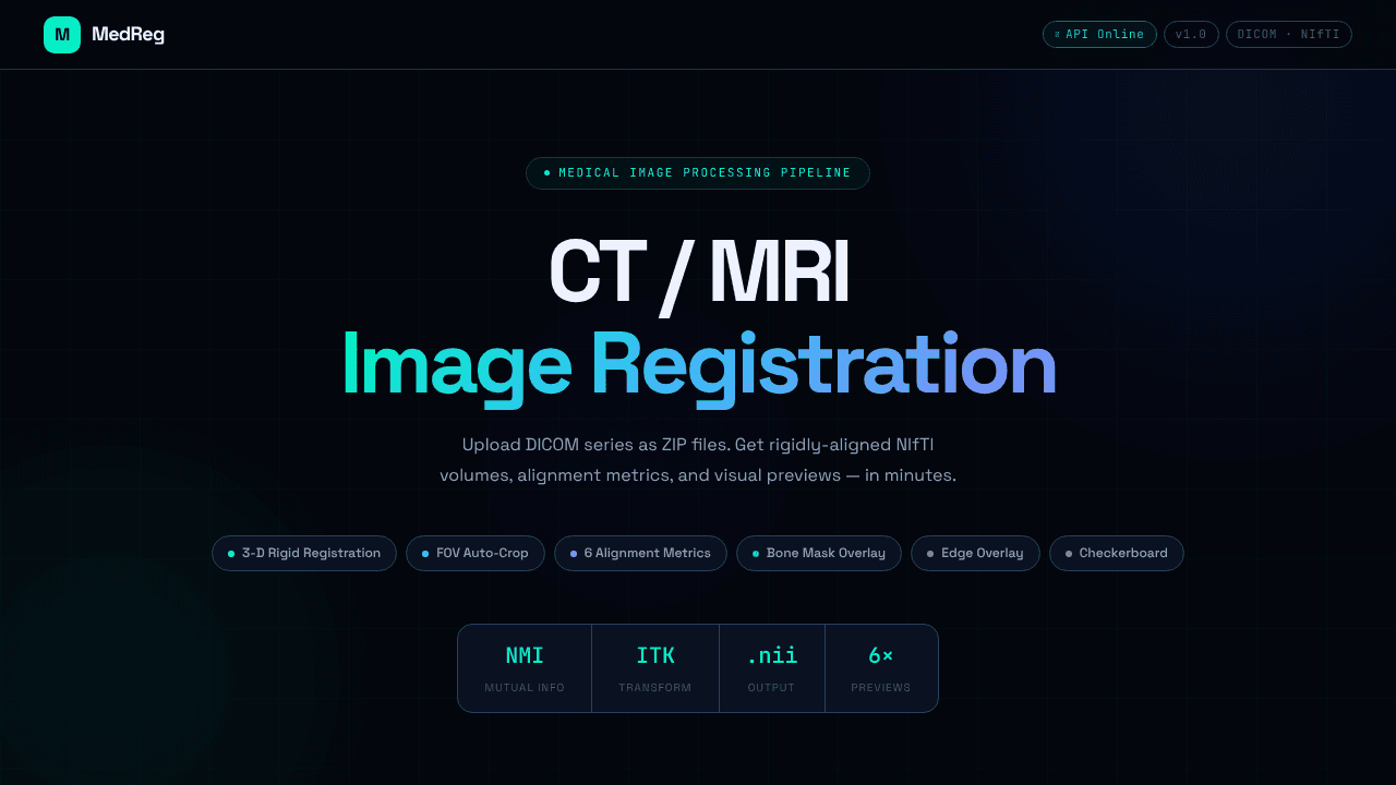Multimodal image registration website screenshot