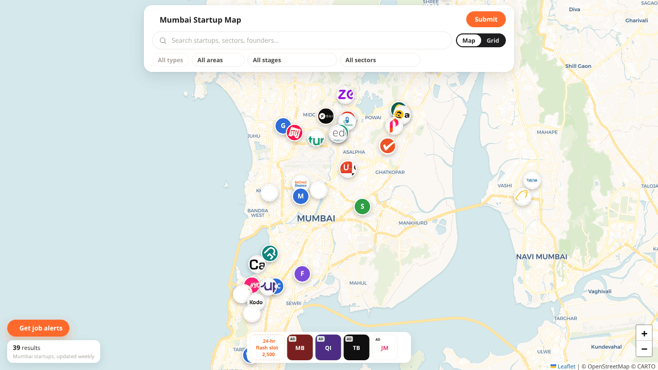 Mumbai Startup Map website screenshot