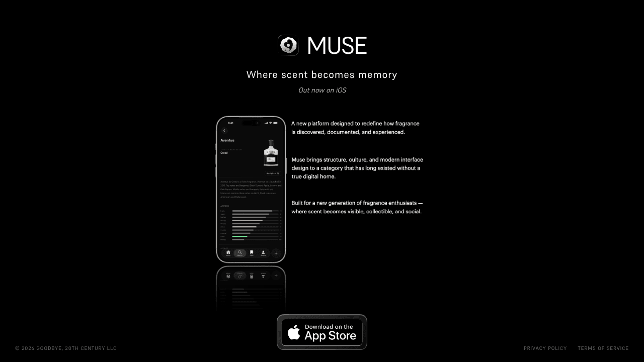 Muse: Fragrance Archive website screenshot