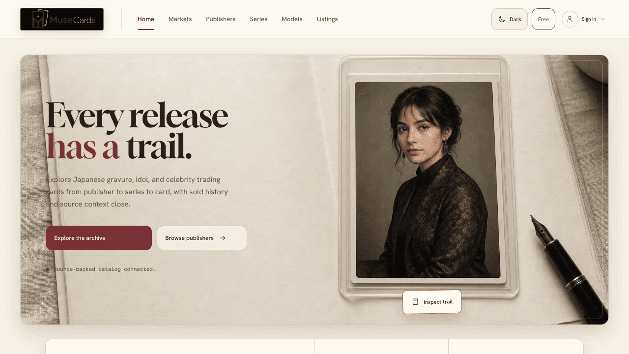 MuseCards website screenshot