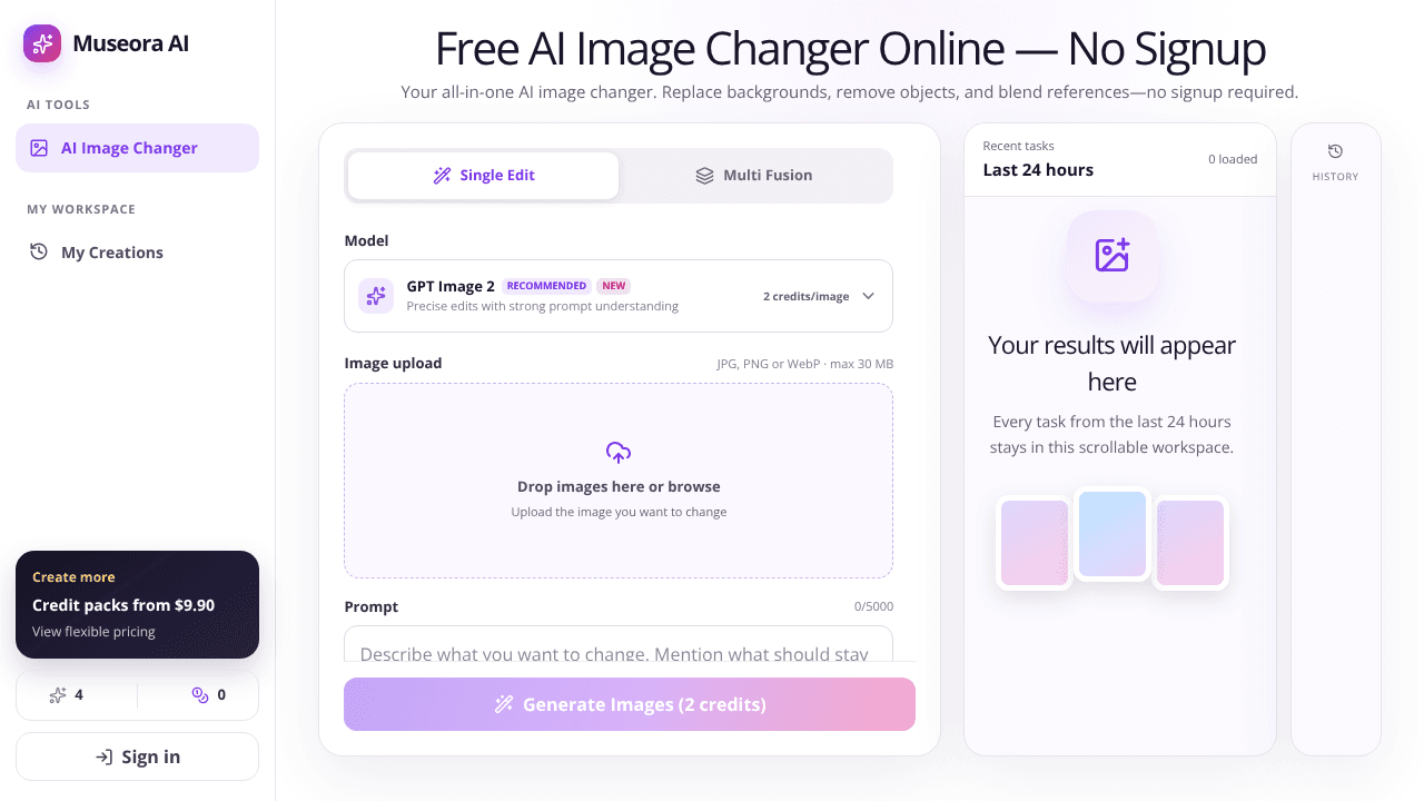 Museora AI website screenshot