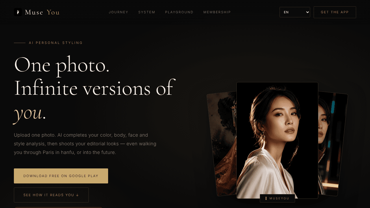 MuseYou — AI Image Consultant website screenshot