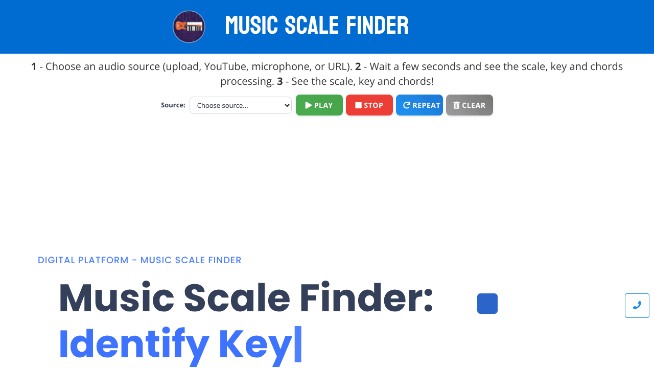 Music Scale Finder: Scales from Audio website screenshot