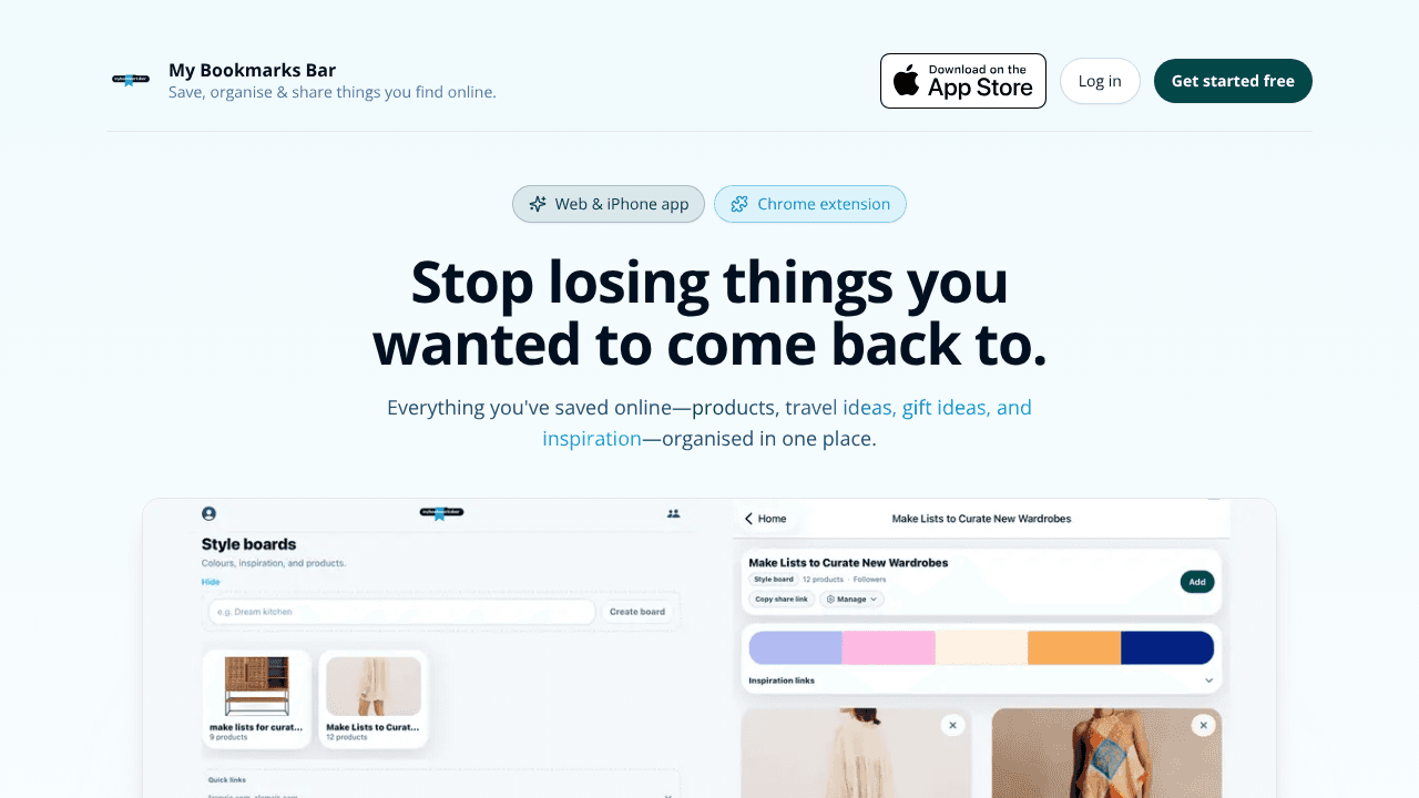 My Bookmarks Bar website screenshot