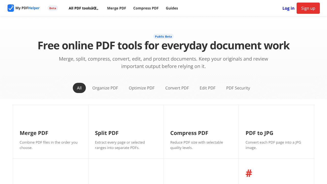 My PDF Helper website screenshot