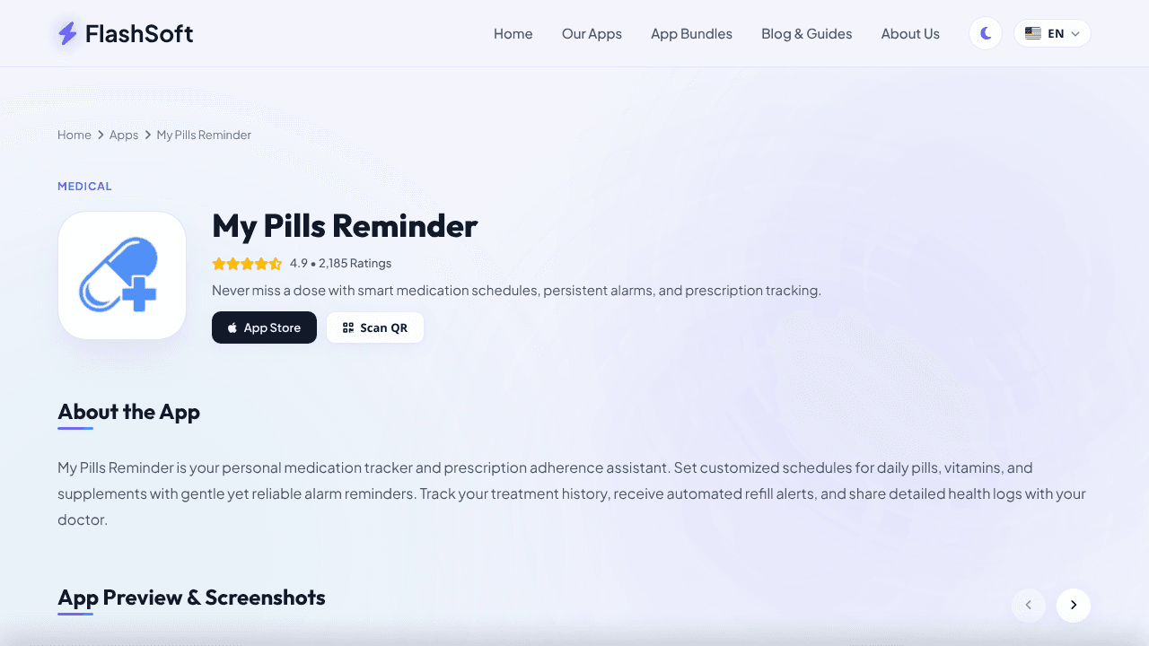 My Pill Reminder & Tracker website screenshot