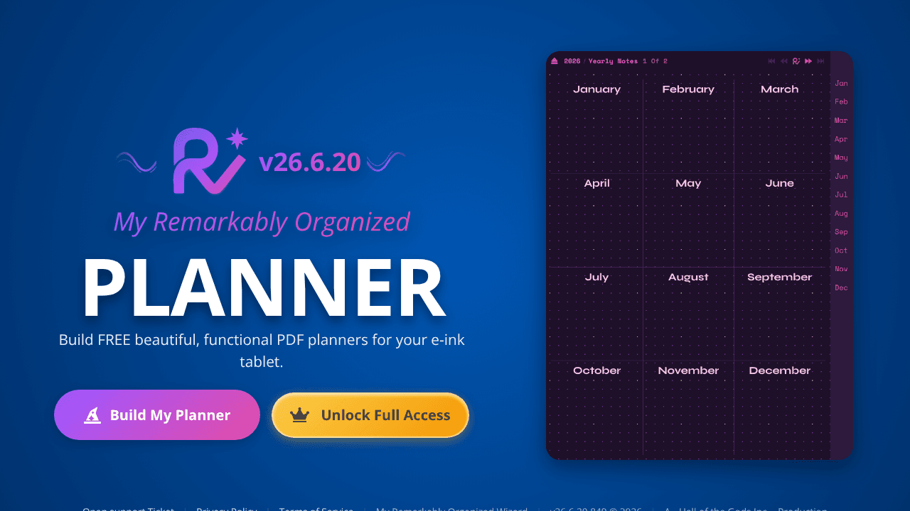 My Remarkably Organized Planner Wizard website screenshot