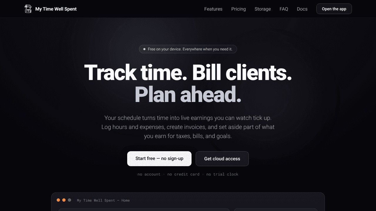 My Time Well Spent website screenshot