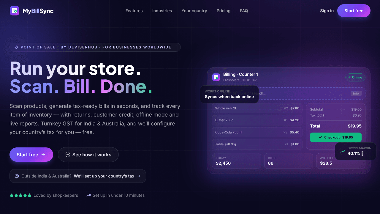 MyBillSync website screenshot