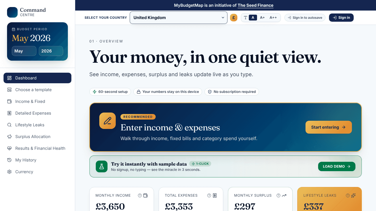 MyBudgetMap website screenshot
