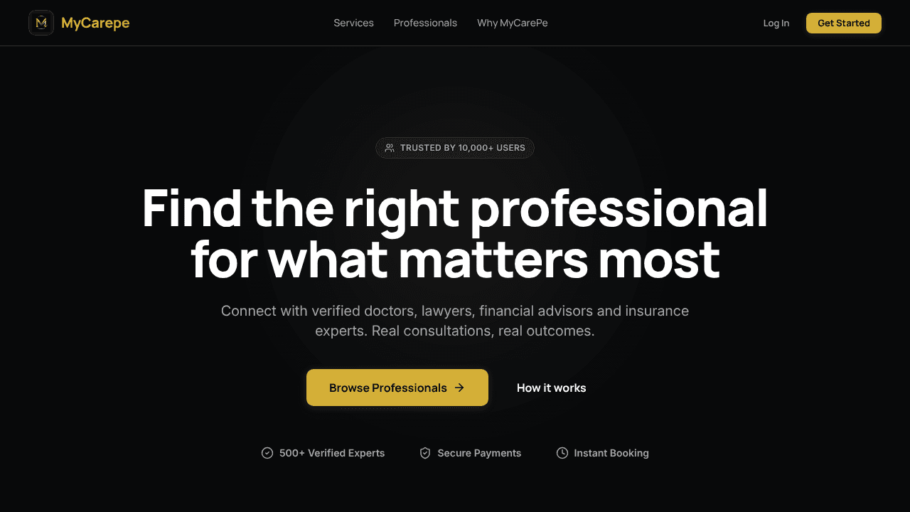MyCarePe website screenshot