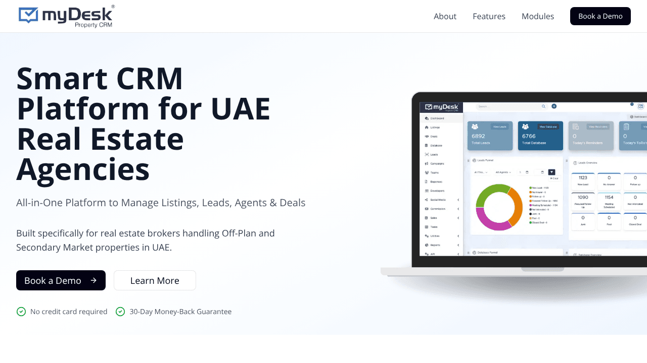 MyDesk Property CRM website screenshot