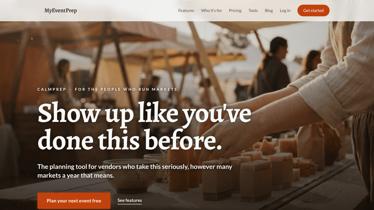 MyEventPrep website screenshot