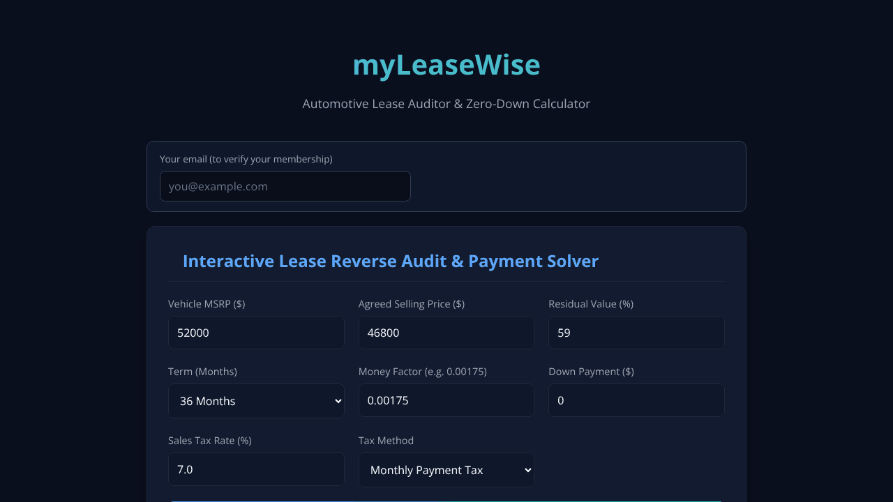 myLeaseWise website screenshot