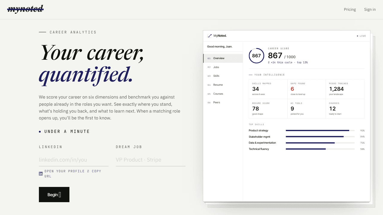 mynoted website screenshot