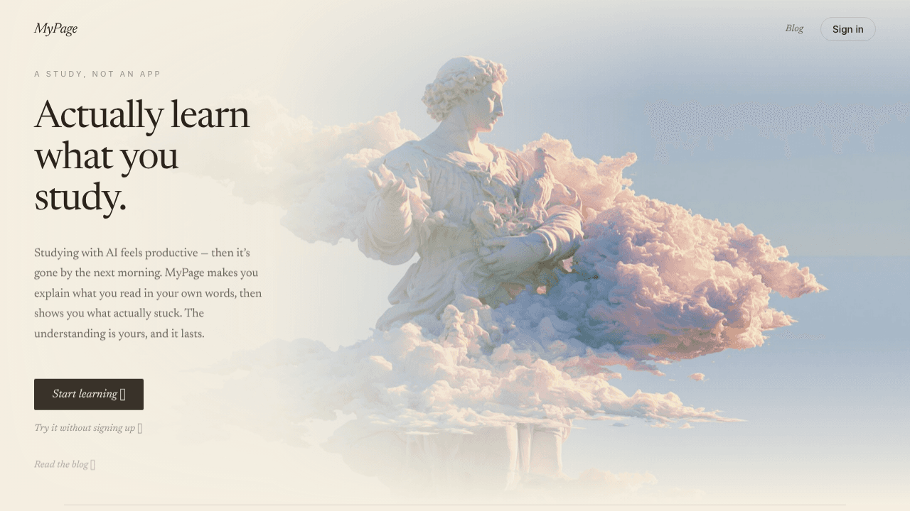 MyPage website screenshot