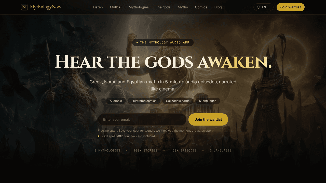 MythologyNow website screenshot