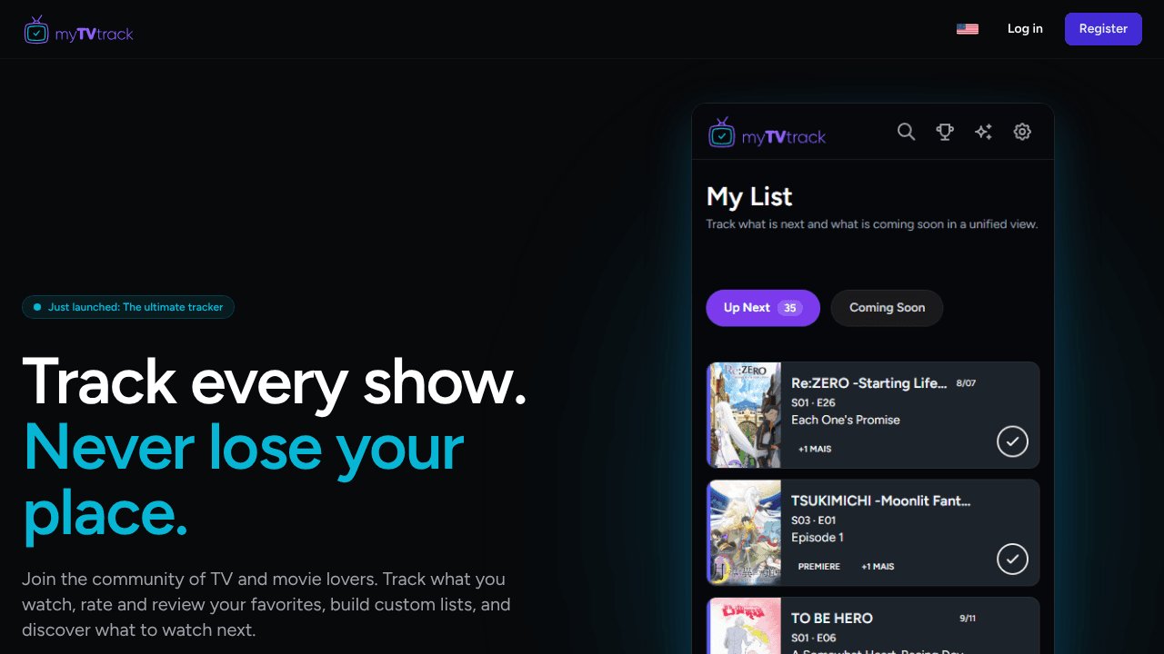 myTVtrack website screenshot