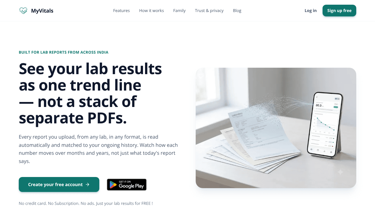 MyVitals website screenshot
