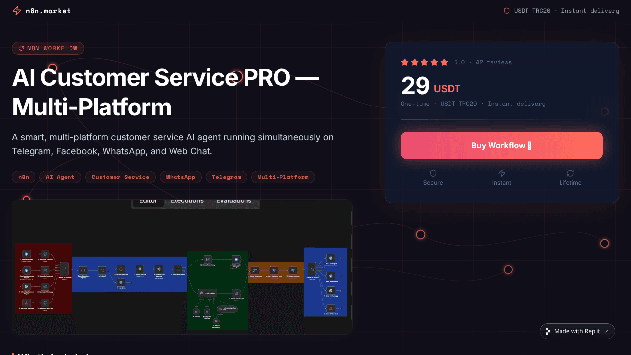 N8N Workflows Store website screenshot