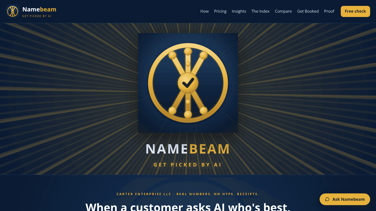 Namebeam website screenshot