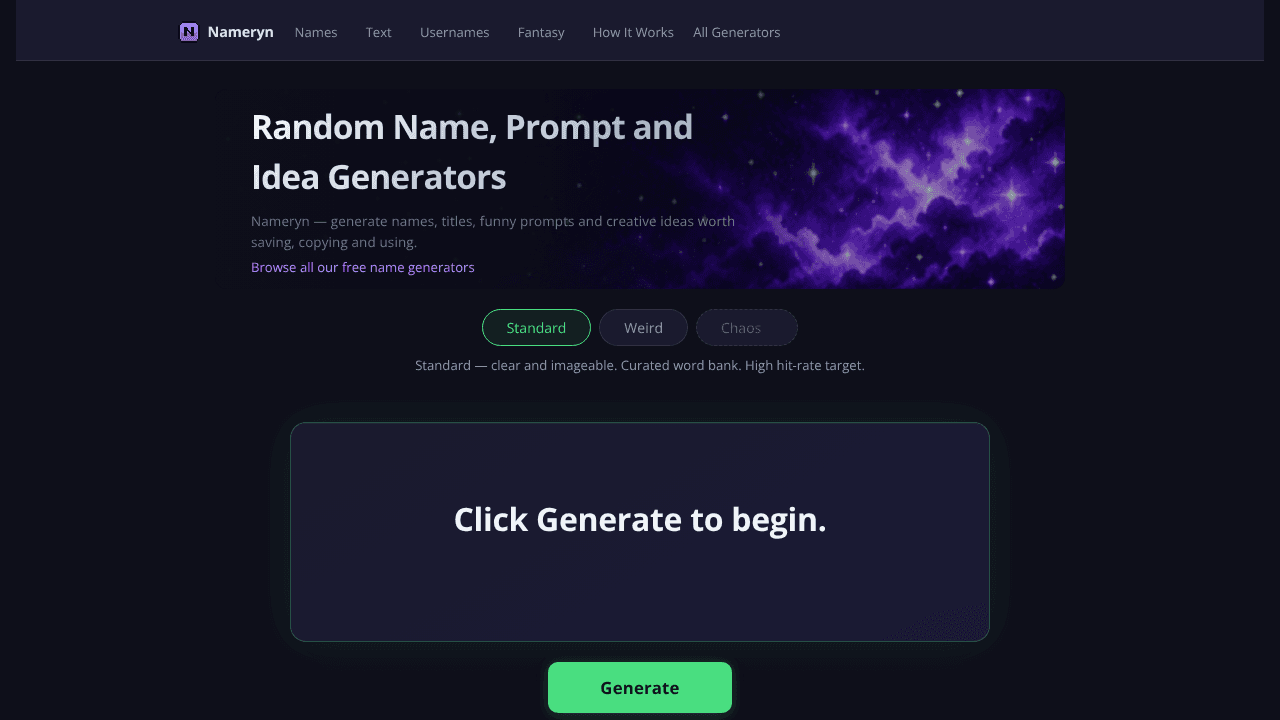 Nameryn website screenshot