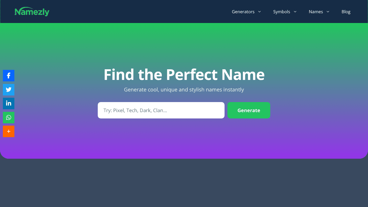 Namezly website screenshot