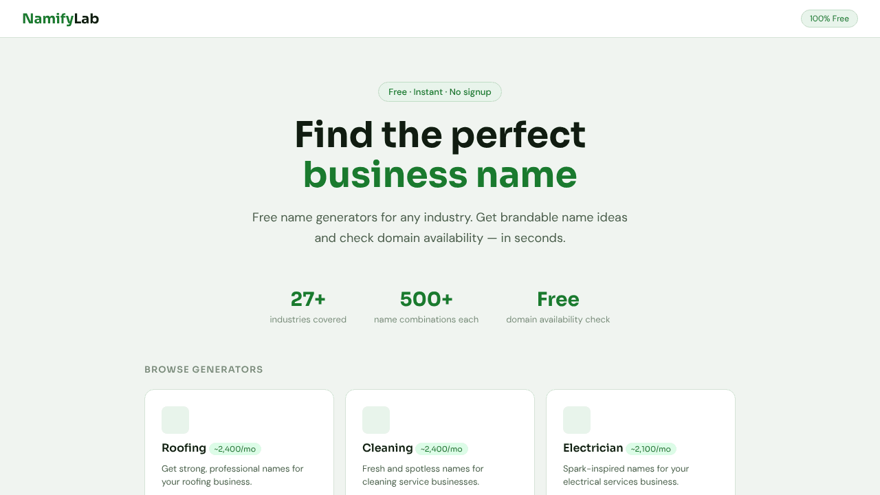 NamifyLab website screenshot