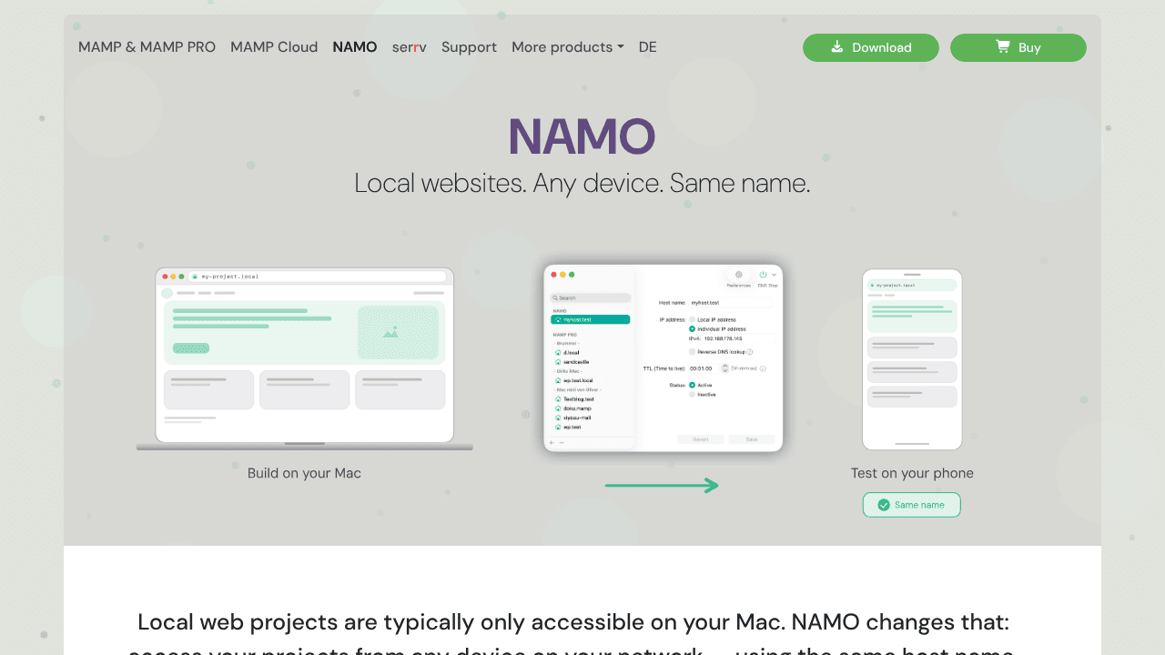 NAMO 3 website screenshot