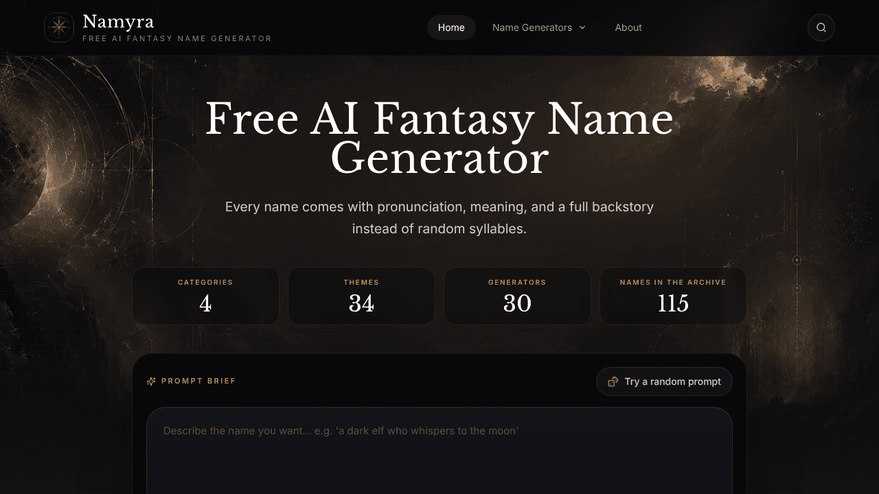 Namyra website screenshot