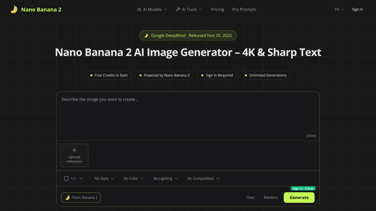 Nano Banana 2 website screenshot