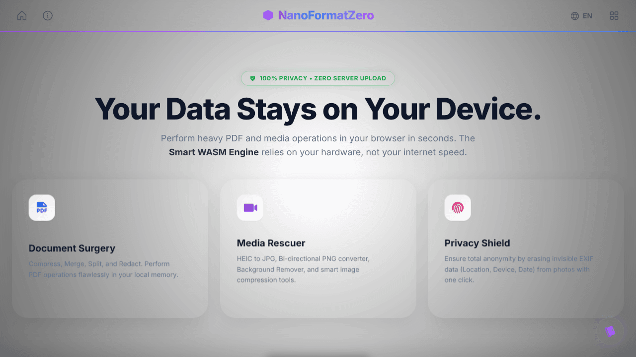 NanoFormatZero website screenshot