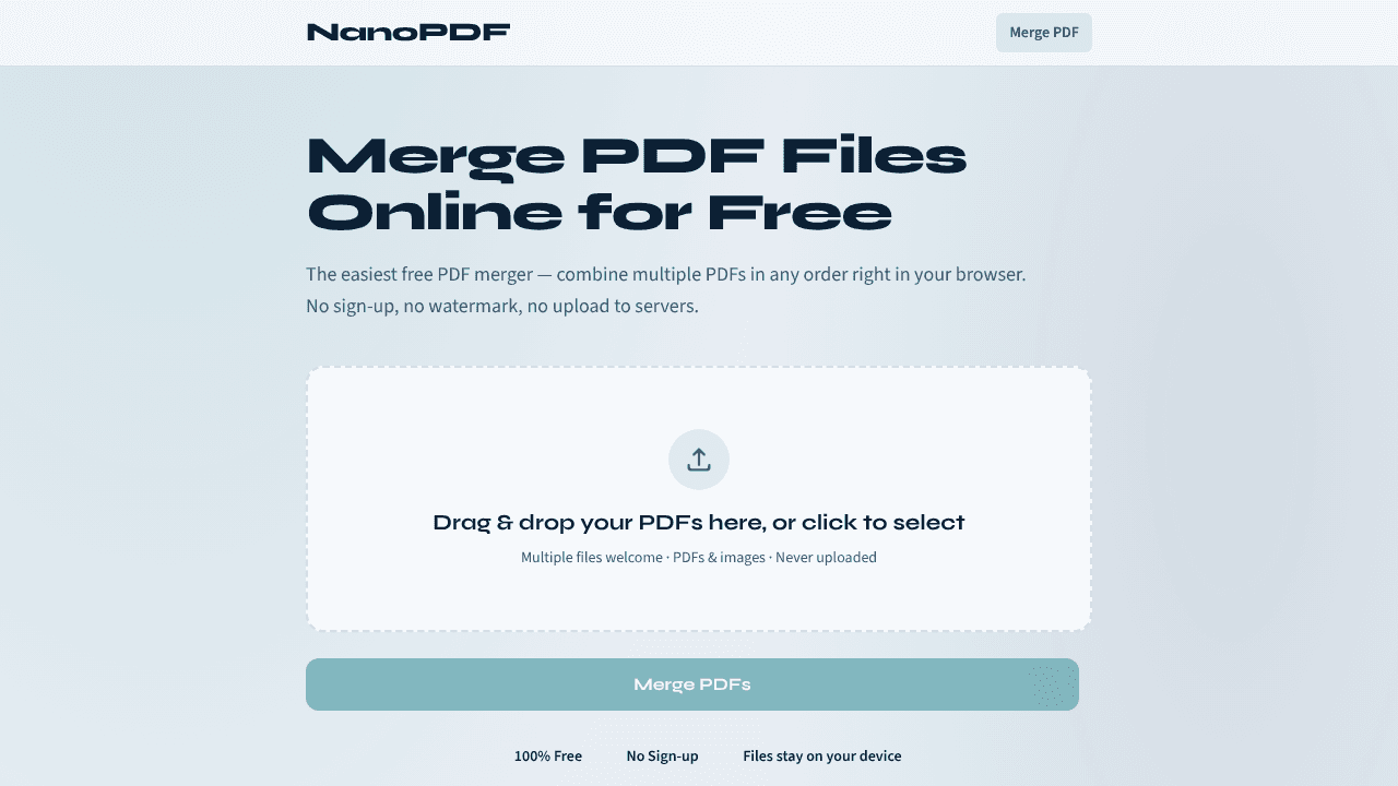 NanoPDF website screenshot