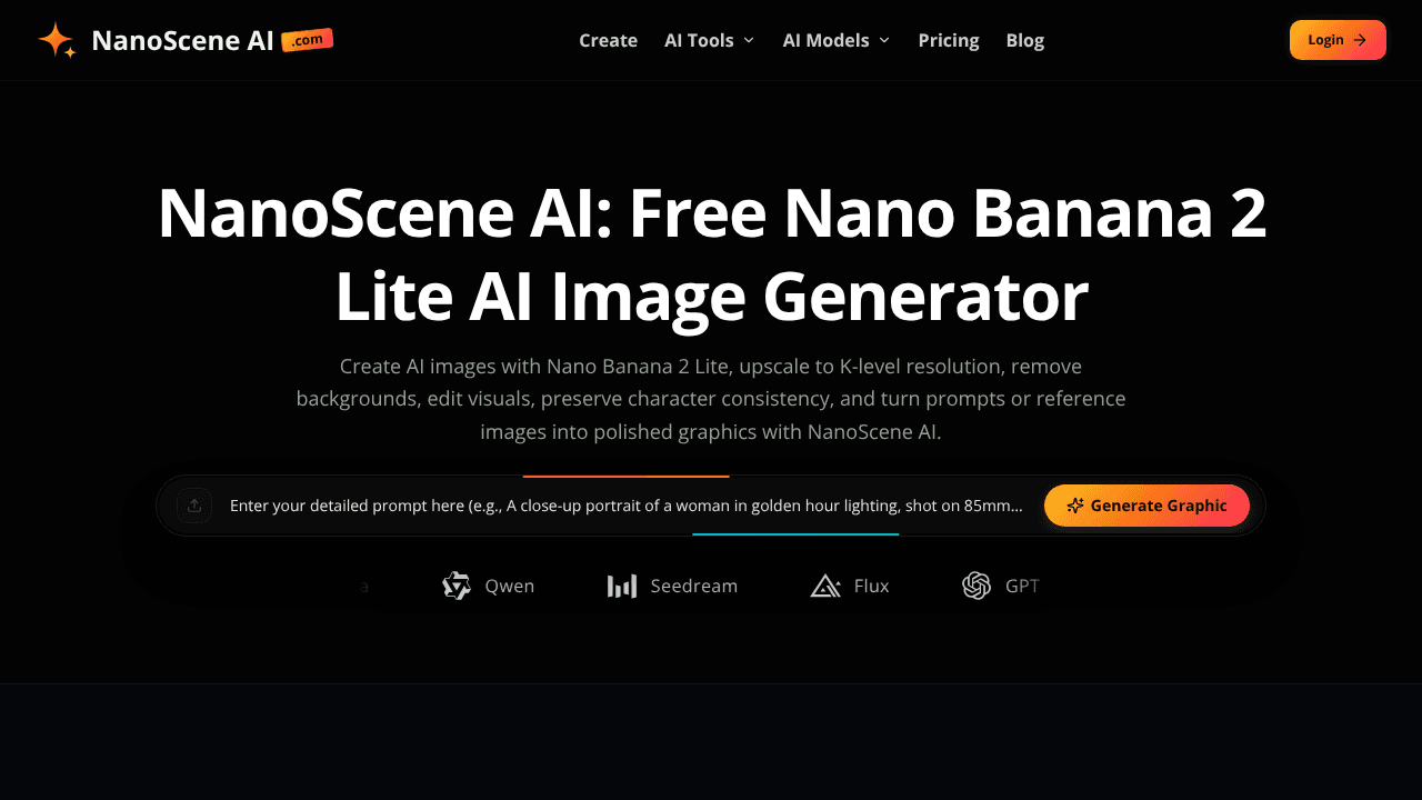 NanoScene AI website screenshot
