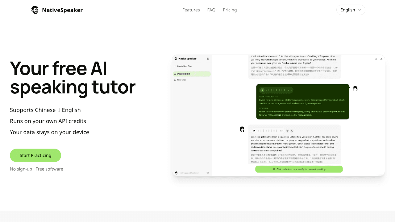 NativeSpeaker website screenshot