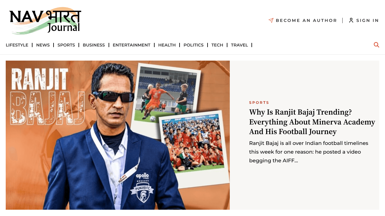 Nav Bharat Journal website screenshot