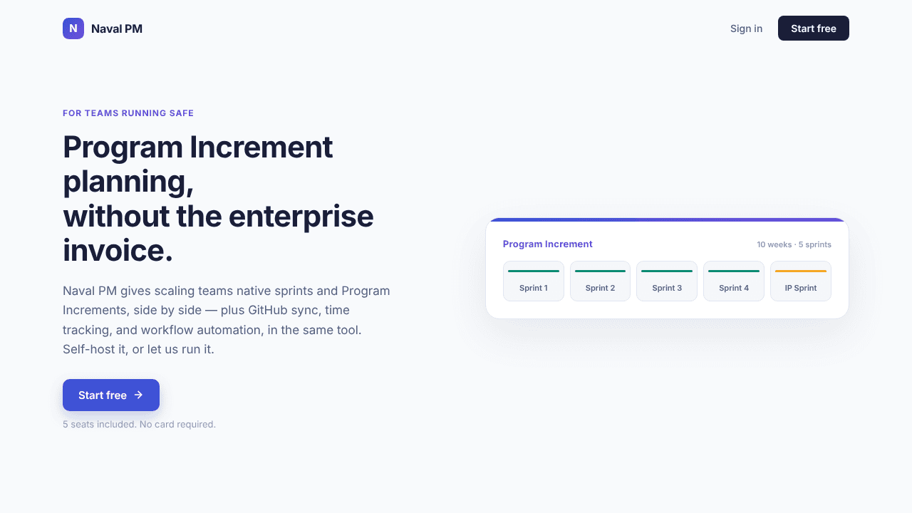Naval PM — Program Increment Planning ++ website screenshot