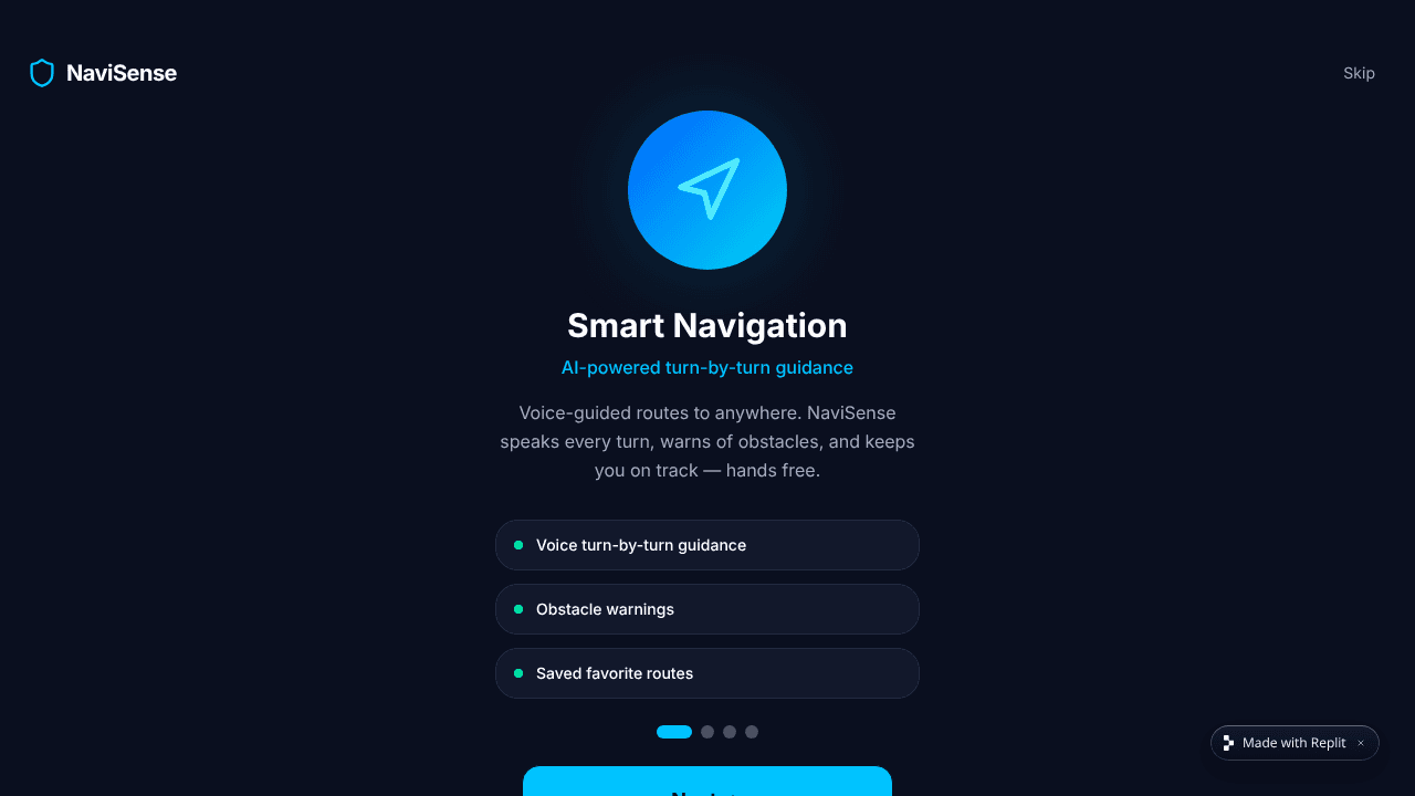 NaviSense website screenshot