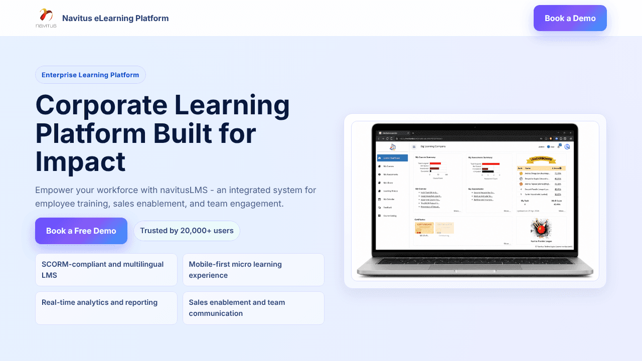 navitusLMS website screenshot