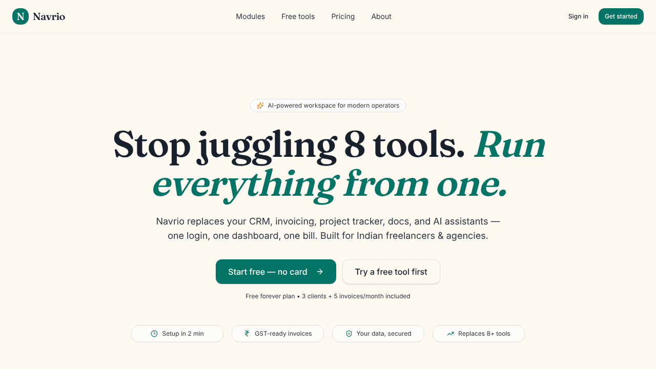 Navrio-AI-powered workspace website screenshot