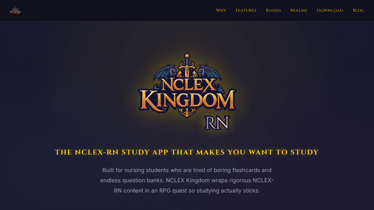 NCLEX Kingdom website screenshot