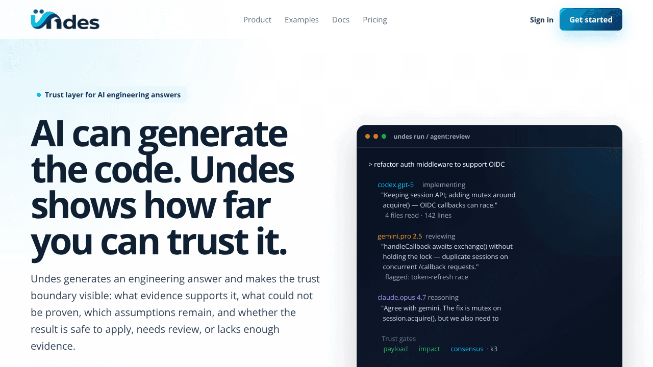 Ündes website screenshot
