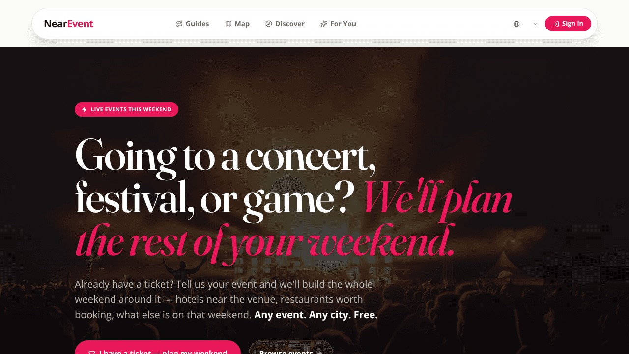 NearEvent website screenshot