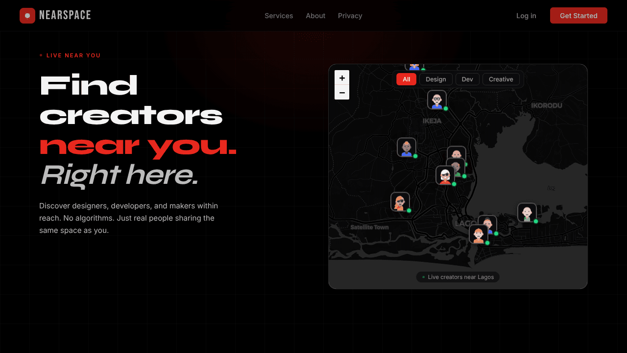 NearSpace website screenshot