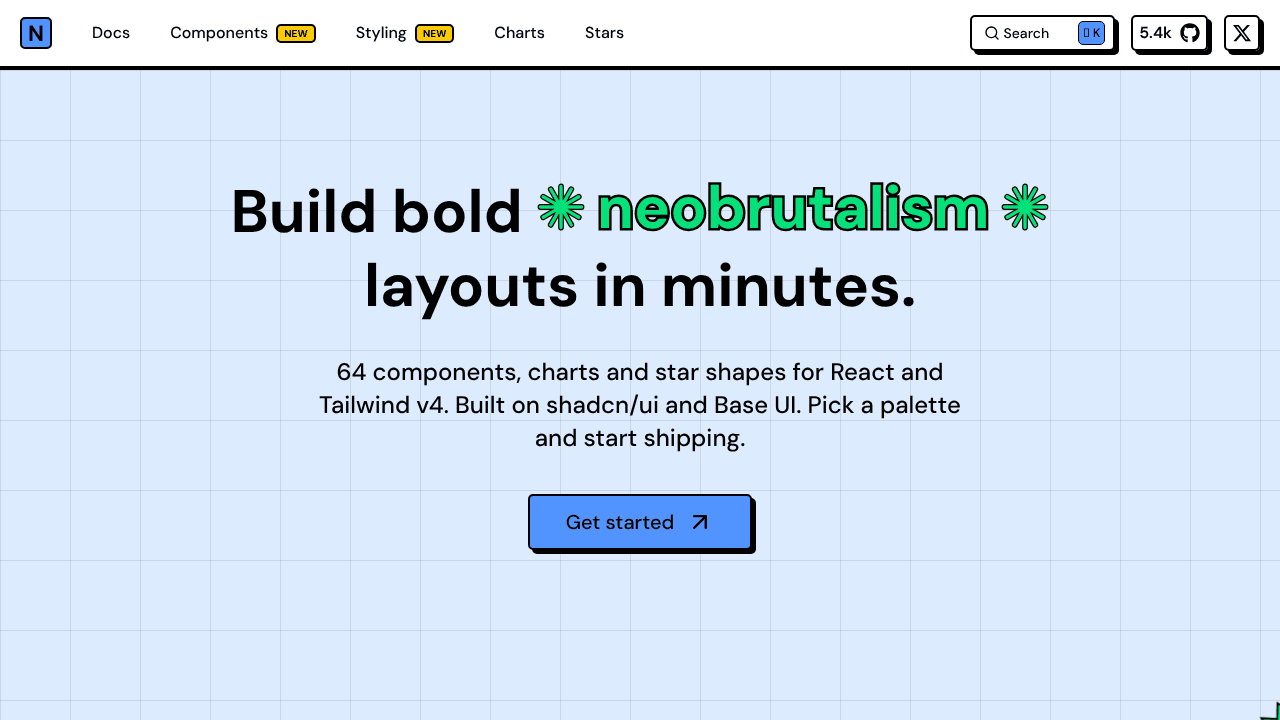 Neobrutalism components website screenshot